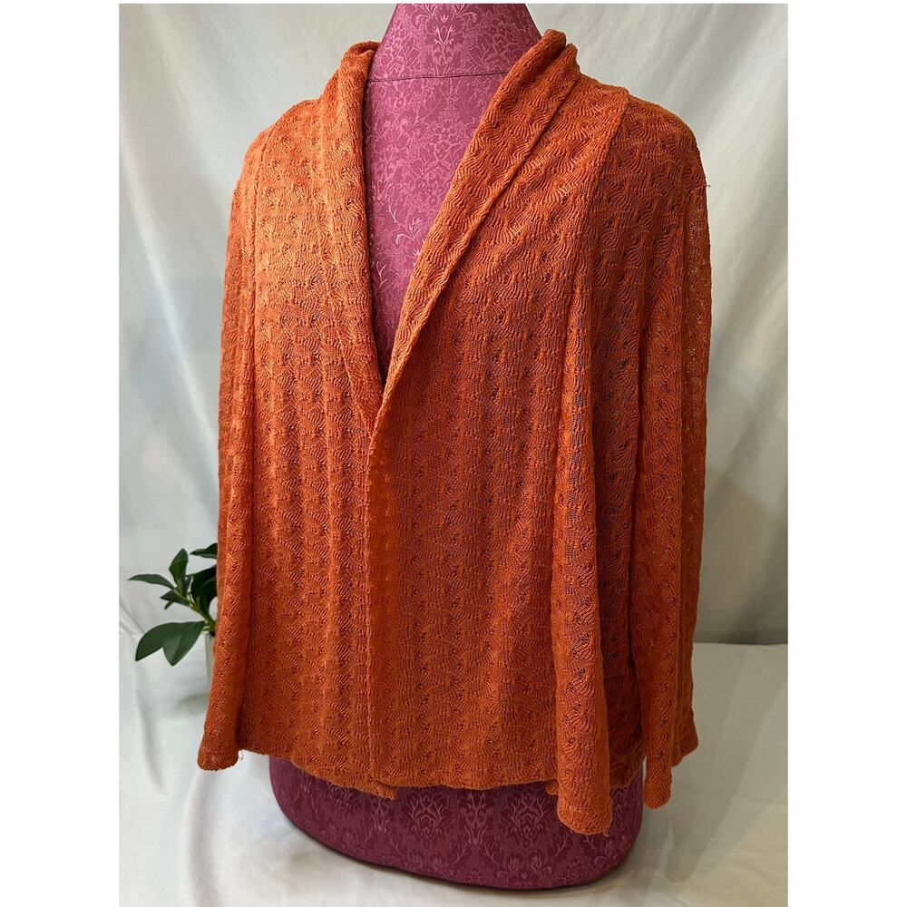 Orange Ruby Red Favorites Crochet Cardigan Wrap Size XL